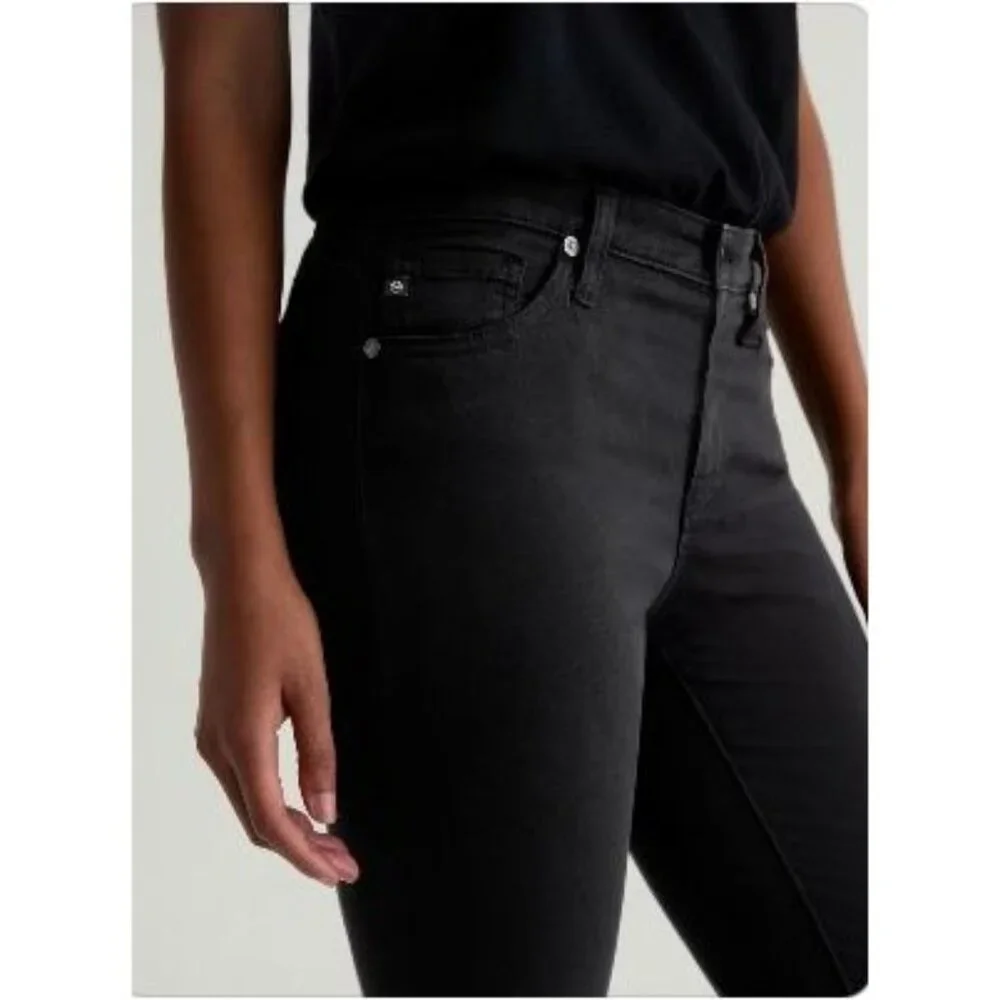 AG Prima Mid Rise Cigarette Jeans Super Black Size 28R Skinny Designer Classic